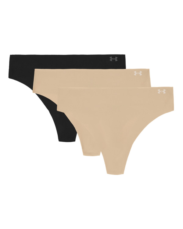 UA Pure Stretch No Show Thong -Solid 3Pk 