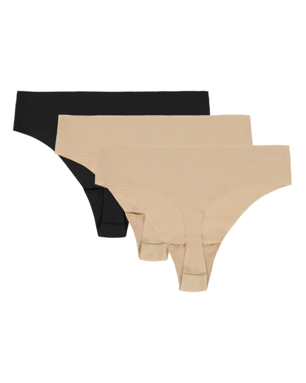 UA Pure Stretch No Show Thong -Solid 3Pk 